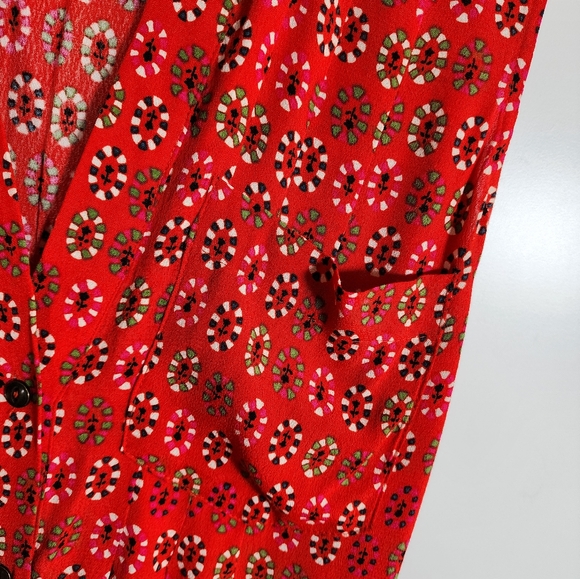 Maeve Anthropologie Red Daisy Midi Shirtdress US 6 - Picture 6 of 15